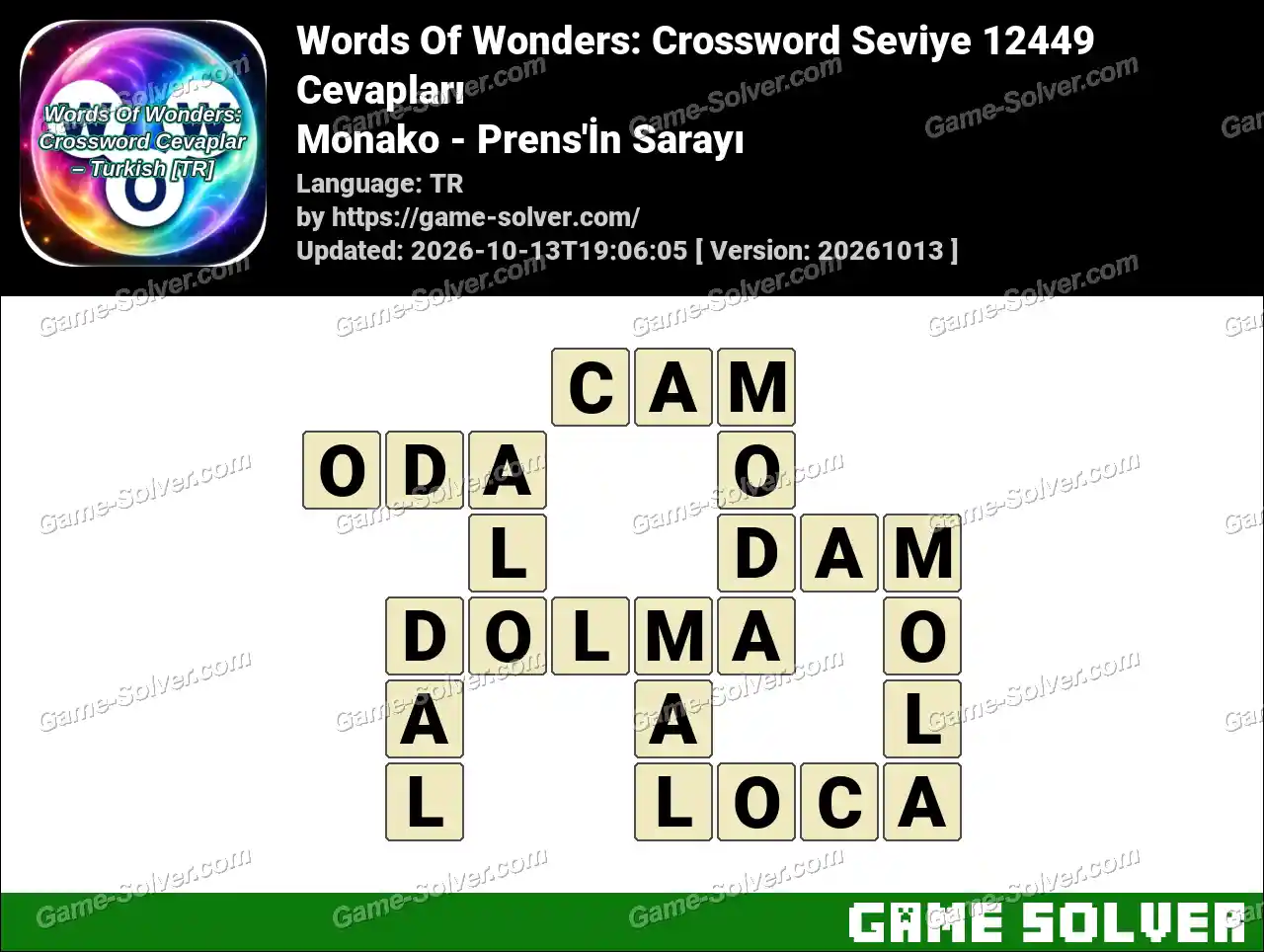 Words Of Wonders: Crossword Seviye 12449 Cevapları – Monako – Prens’İn Sarayı